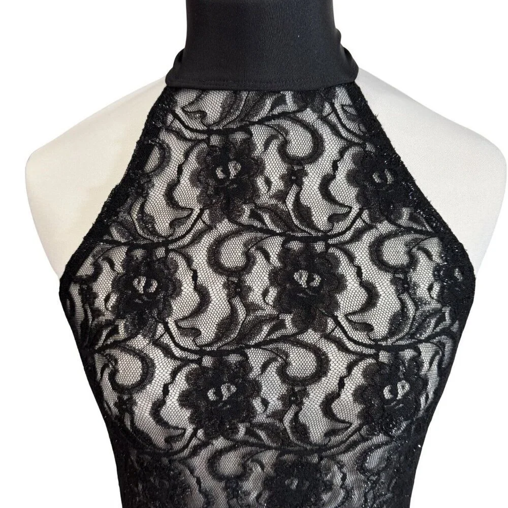 JUST FOR‎ KIX Girls Dance Costume Tunic Top Black Lace Sizes 12 & 14 Backless